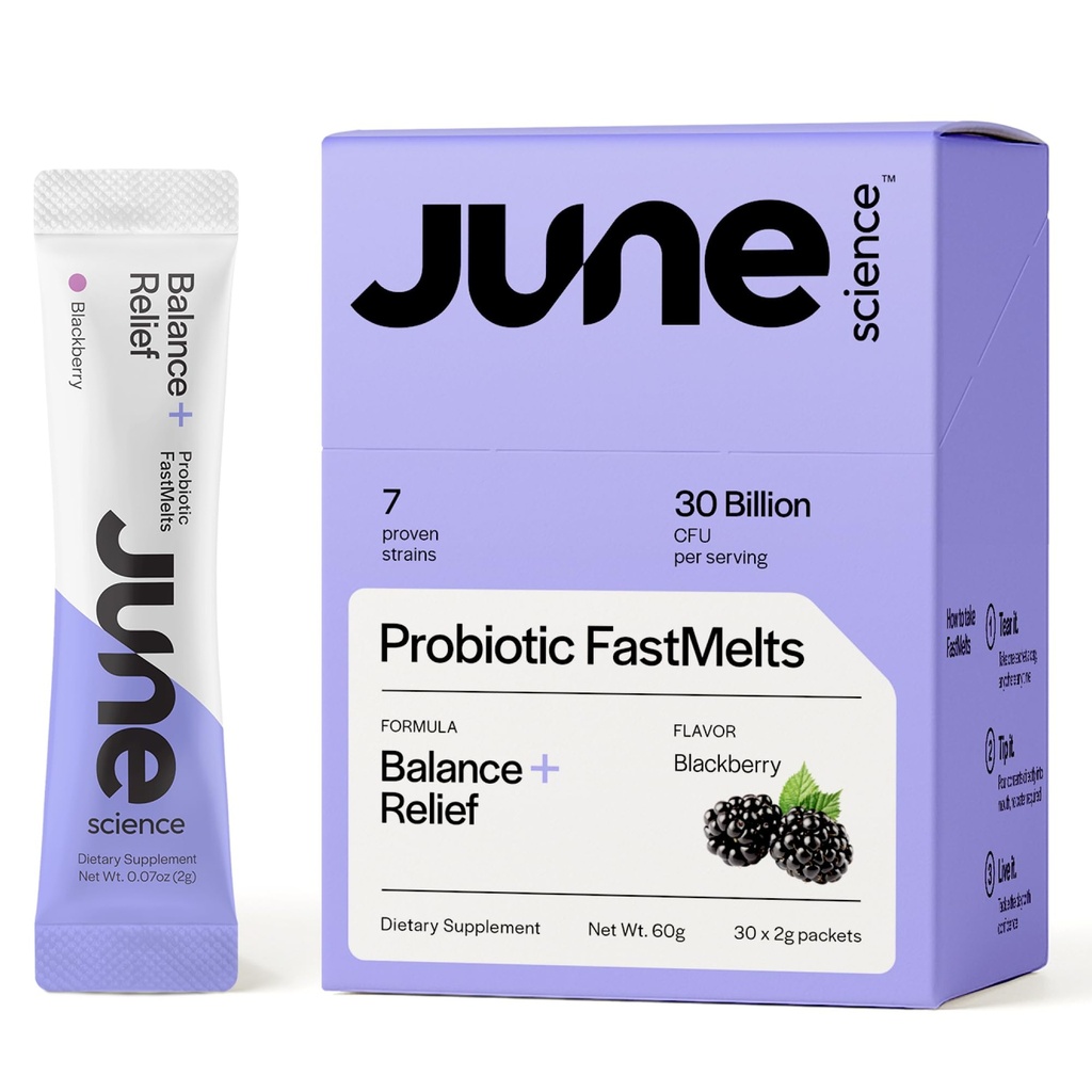 Balance + Relief | Fast Melt Pre + Probiotic for Mood & Stress - BlackBerry Flavor, 30 Powder Sachets