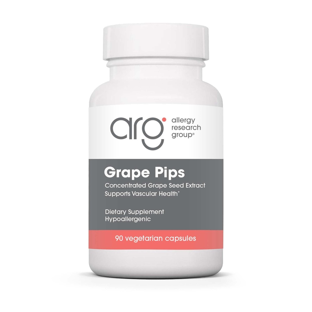 Alerji Araştırma Grubu Grape Pips - Grape Tohumksiyonu, Proanthocyanidins, Polyols, Herbal Supplement, Organik, 300 mg Capsules - 90