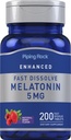 Piping Rock Melatonin 5 mg | 200 Hızlı Dissolve Tabletler | Berry Flavor | Adult Supplement | Vegetarian, Non-GMO, Gluten Free Formula