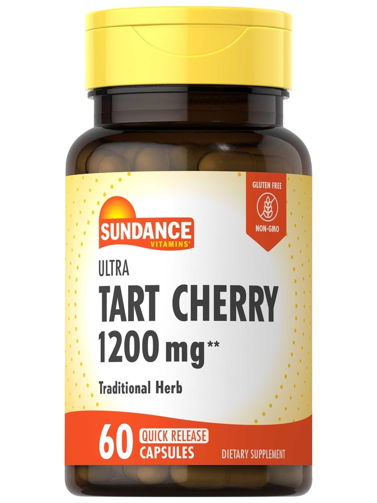 Sundance Tart Cherry Capsules 1200 mg | 60 Kont | Geleneksel Herb | Non-GMO ve Gluten Free Suplement