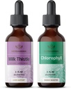 HERBAMAMA Herbal Liquid Drops Kit - Süt Butle 2 fl oz ve Liquid Chlorophyll 2 fl oz - Vegan Tamam Sıvı Ekstraksiyon - GMO, Sugar & Alkol Özgür - 2 Pack