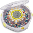 LiveFine Bluetooth Otomatik Pill yapıştırıcısı, 28 günlük Kapasite, Sound & Light Alerts, Key Lock, LCD & Easy Build on The LiveFine App for Prescriptions, Drugs, Vitamins & Supplements - Clear Lid
