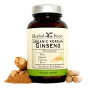 Herbal Roots Panax Ginseng | Organik Kore Deri Toz | 1000 mg | Enerji ve Performans için Yüksek Ginsenositler | 60 Vegan Capsules