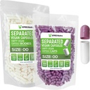 XPRS Nutra Vegan Boyutu 00 Ayrılı Kapsüller - 1000 Kont Premium Boş Kapsüller Çantada Ayrıştı - 00 DIY Supplement (Lavender/Beyaz)