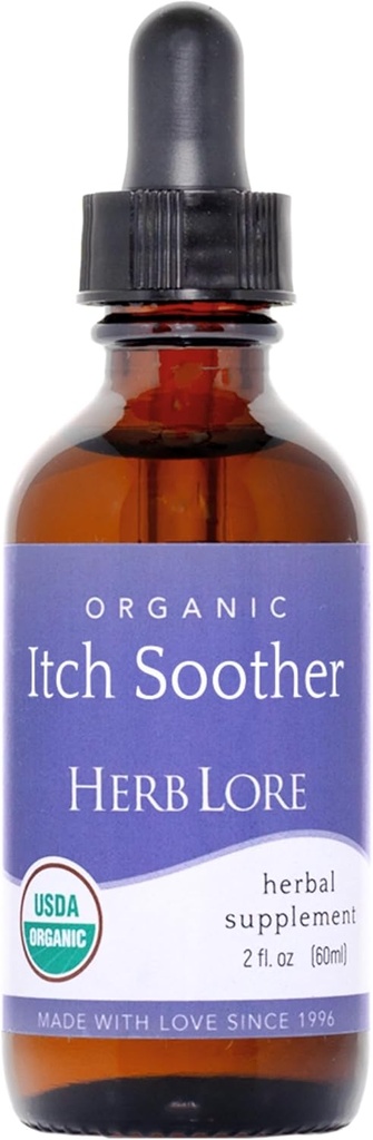 Herb Lore Organik Itch Soother Tincture - Soothes Itchy Gebelik Skin & Rash, Sıvı Süt Butle, Dandelion & Sarı Dock Liver Support Supplement Drops (2 fl oz)