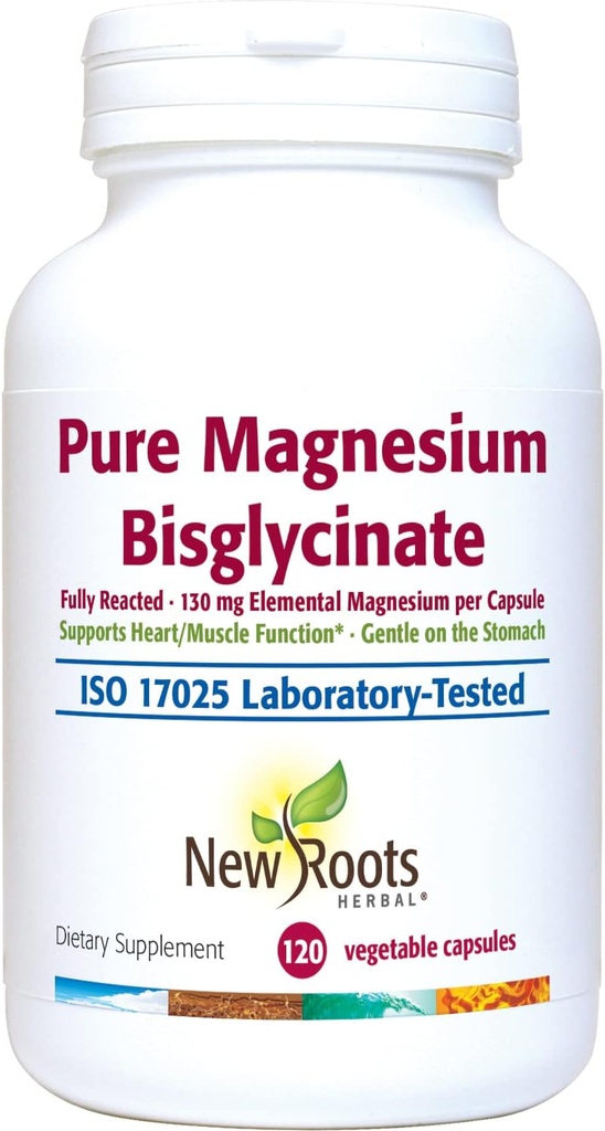 Pure Bisglycinate Supplement (130 mg) | Geliştirilmiş Magnezyum Glycinate, Stomach'ta, No Laxative Etkisi (120 Veg Caps) | YENİ ROOTS HERBALALAL