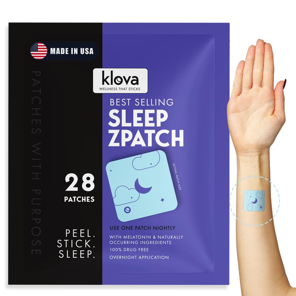 Klova ZSleep Patches for Yetişkinler | Natural Sleep Aid with Melatonin, Ashwagandha, Valerian, GABA & L-Theanine | Fall Asleep Faster, Stay Asleep Longer & Wake Up yenilendi | 28 Sleep
