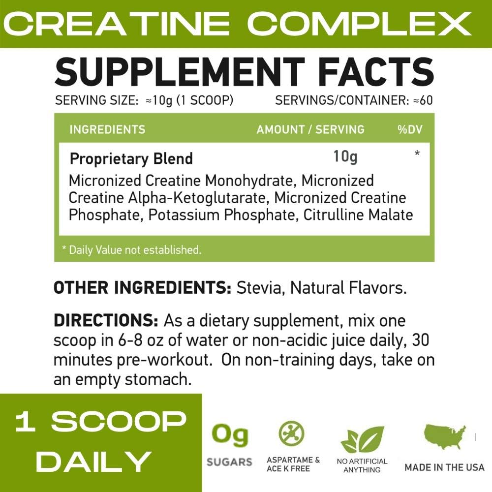 MFL Kas Tinatine | 3 Mikronized Kreatine | 10g | 0 Sugar | Stevia | All- Natural | 60 Hizmet (Doğal)