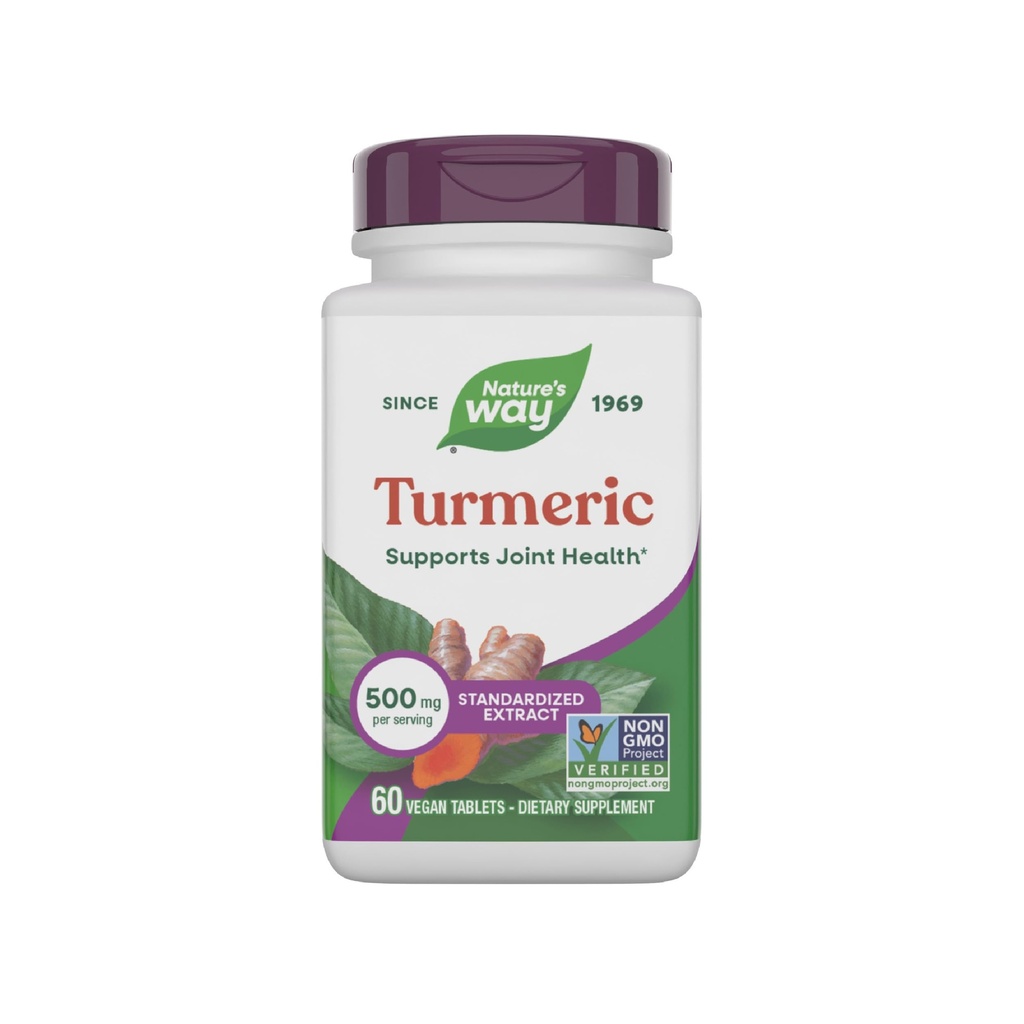 Nature's Way Turmeric, Premium Extract, Supports Joint Health*, Standardized to% 95 Curcuminoids, 500 mg Service, Non-GMO Project  Valid Supplements, 60 Tabletler (Pazar Mayıs Vary)