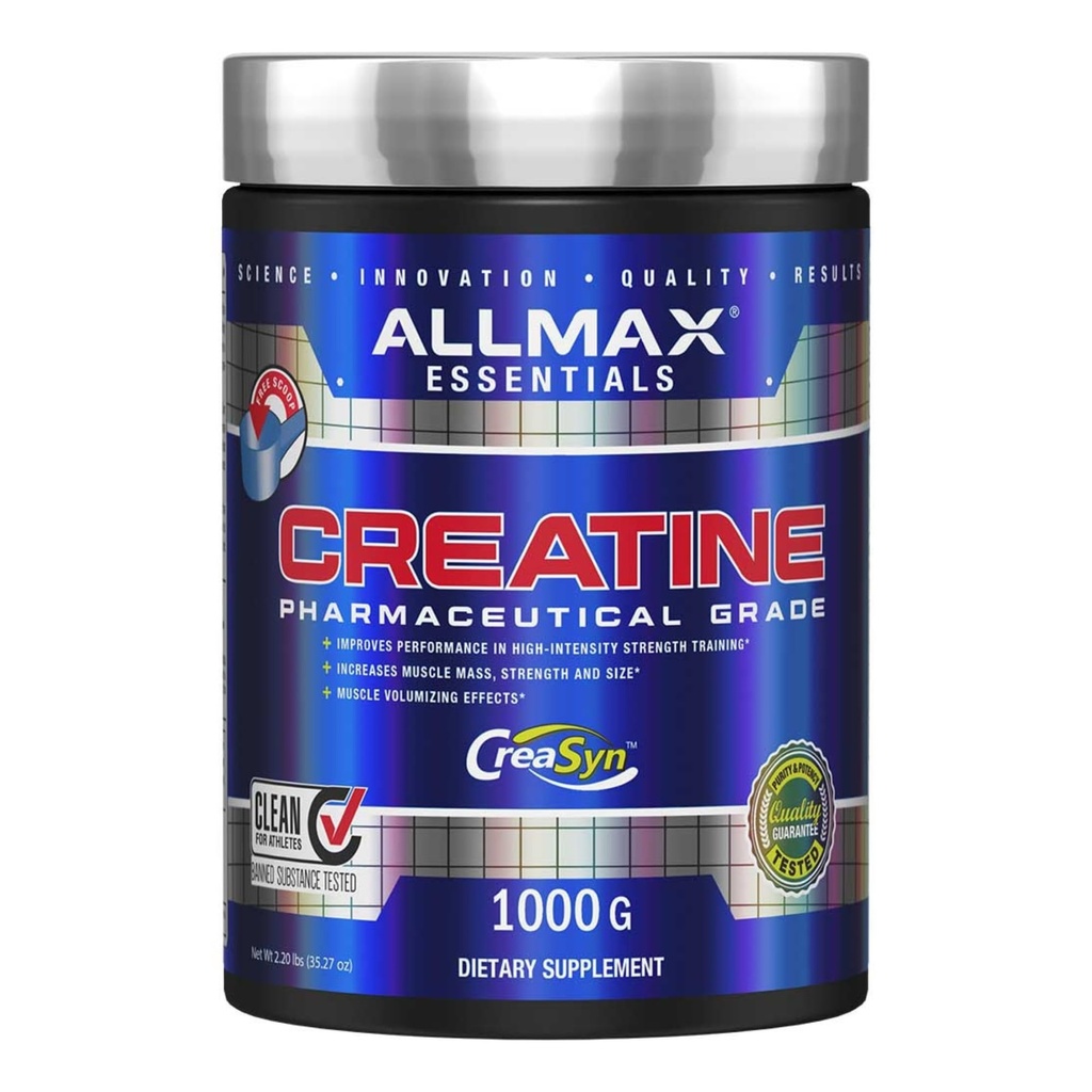 ALLMAX Essentials CREATINE - 1000 g Toz - Performans ve Eğitim Teşviki - Vegan & Gluten Ücretsiz - 200 Hizmet
