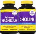 InnovixLabs Choline & Clooney Choline Bitartrate 550 mg (100 Capsules) Gelişmiş Magnezyum (150 Capsules). Helps Memory, Mood, Brain Health & Boost Cognitive.*
