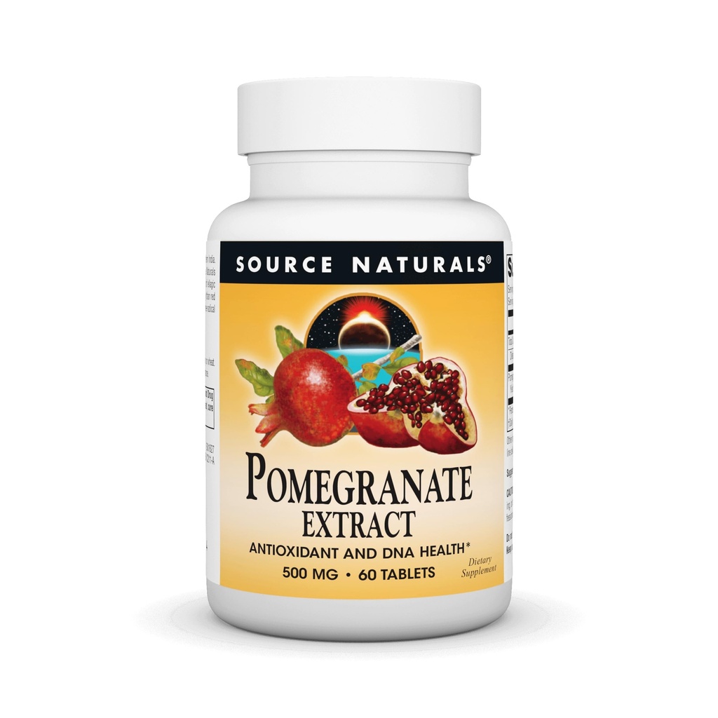 Source Naturals Pomegranate Ekstraksiyon 500 mg Tüm Meyve Ellagic Asit Antioksi & Ek Fiber - 60 Tabletler
