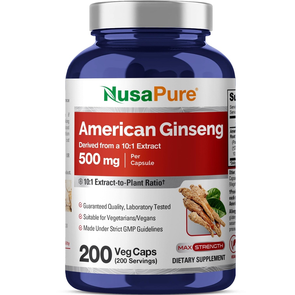 NusaPure American BTC 10:1 Ekstraksiyon, 500 mg 5000 mg - 200 Veggie Capsules (Vegetarian, Non-GMO, Vegan)