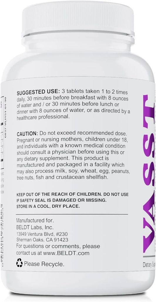 BELDT Laboratuvarları VASST Nitrik Oksit, N.O. Supplement with Over 3.000 mg of Arginine-AKG, OKG, GKG ve L-Argin HCL Kas Yapı ve Geliştirilen Vascularity - 90 Tabletler