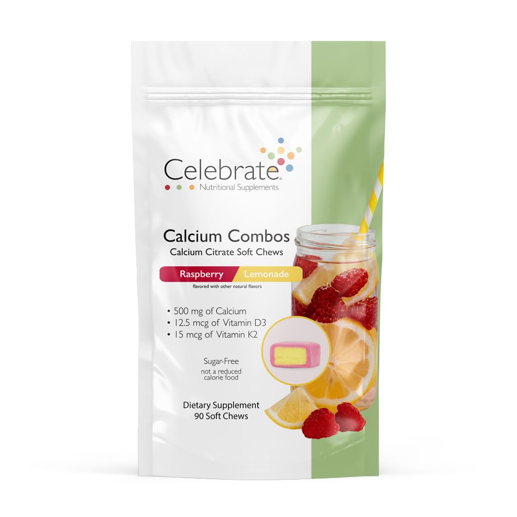 Vitamin Bariatric 500 mguba Citrate Soft Chews Combo ile 500 IU Vitamin D3 – Gastrik Bypass Hastaları ve Bone Health - Sugar & Gluten Free, Rasperry Lemonade (90 Chews)