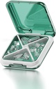 Küçük Pill Box Sualtı Seyahat Pill Case Portable Daily Pill Konteyner Pill Holder for Purse 4 Karşılaştırmalı Pocket Compact Medicine Organizer for Fish Oils,Supplements,Medication (Green)