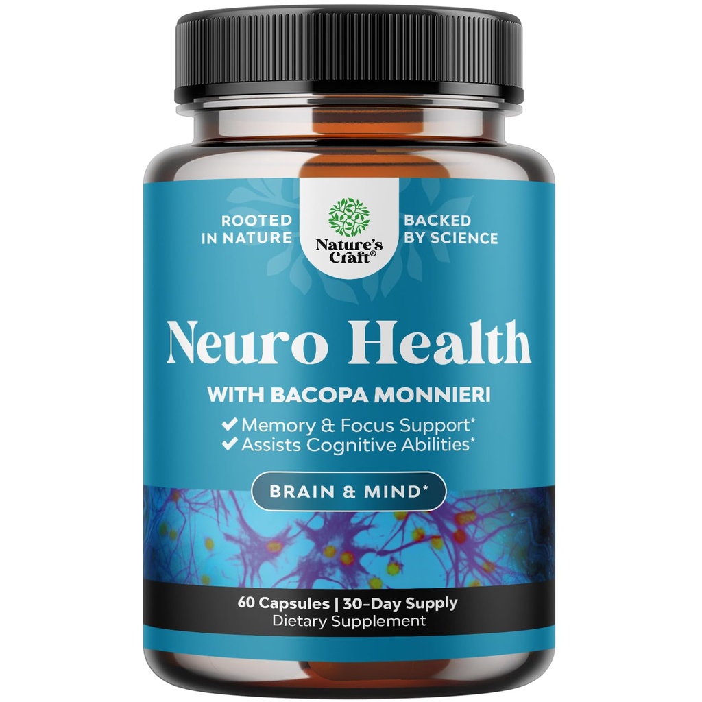 Nootropic Brain Supplement for Memory and Focus Support - Vitamins for mental Support & Clarity with Bacopa Monnieri, VIT A, B6, Riboflavin, Niacin, Thiamin & Folate - Bil Kompleks - 60 Count