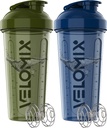 VELOMIX -2 Pack- 28 oz protein Mixer Şişeler - 2 Wirex Whisk | Protein Shakes için Leak Kanıt Shaker Cups | Pre Workout Shaker Şişe | Protein Shakers için Shaker Şişe | Shakers