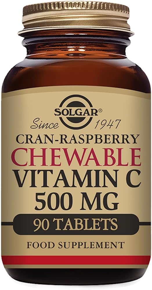 Solgar Vitamin C 500 mg Chewable Tabletler, Cran Raspberry Flavor - 90 Kont - Antioksi & Immune Support - Sağlıklı Skin & Ortaklar - Non-GMO, Vegan, Gluten Free, Kosher - 90 Servisler