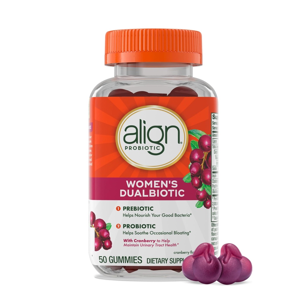 Align Women's Health, Prebiyotik + Probiyotik, Feminine Health için Cranberry ile, Digestive Health için iyi bakteri eklemeye yardım et, 50 Gummies