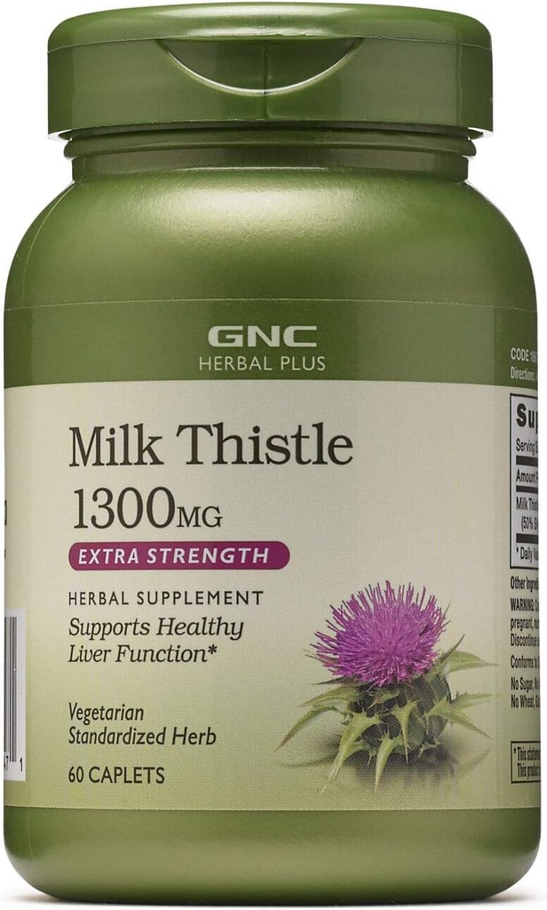 GNC Herbal Plus Süt Butle 1300 mg Supplement, Ekstra Güçlü, Vejetaryen, Sağlıklı Canlı Fonksiyonlar, 60 Hizmet