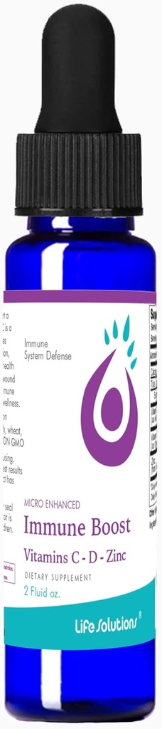 Life Solutions Liquid Immune Booster - Immune Support Supplement with Vitamin C and Zinc with VIT d3 Adults - Immune Support and Immune Boosters for Adults - 2 fl oz Dropper