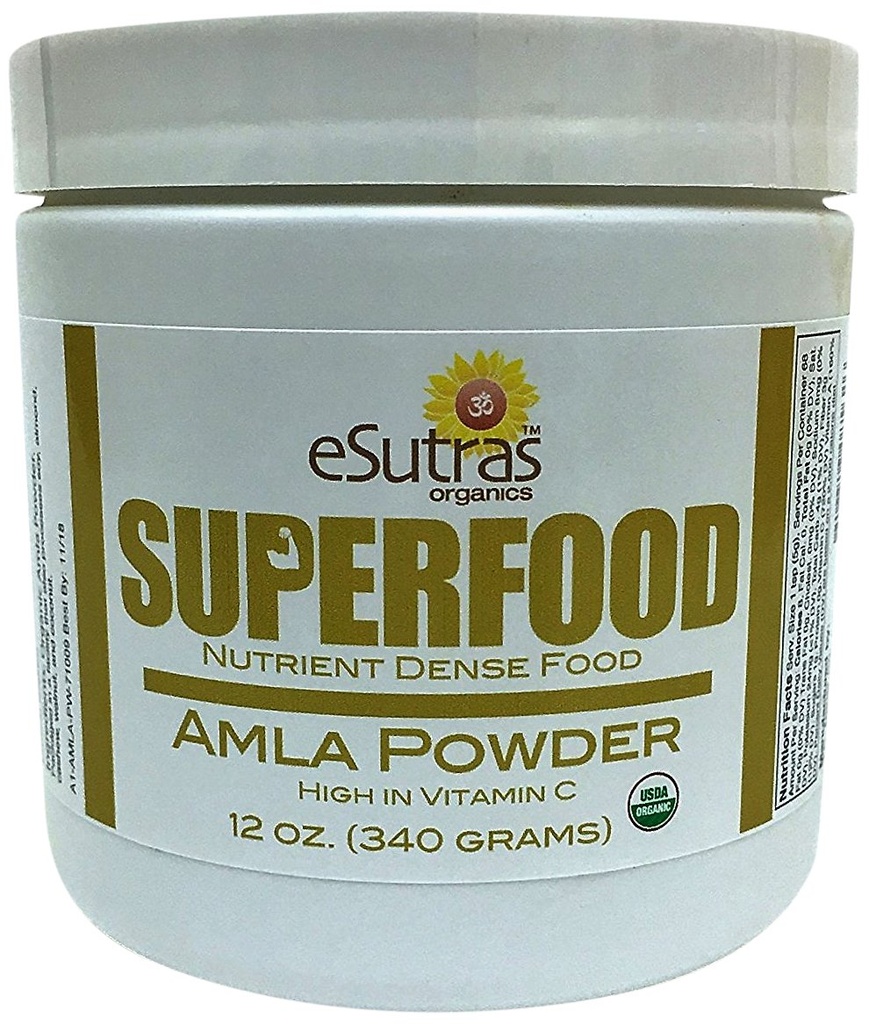 Organik Amla Toz 12 oz, 30 Doğal Vitamin C (Immune vitamin) Amalaki Cold, sağlıklı pürüzsüzler için sağlıklı beslenmiş organik yiyecekler