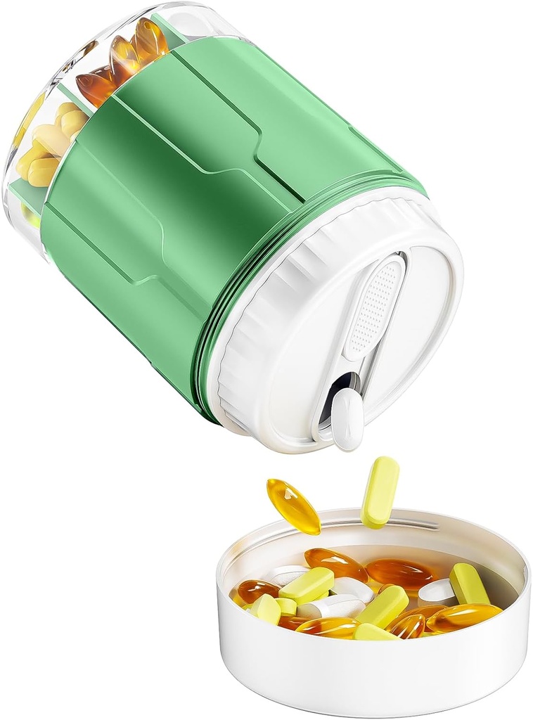 Odaro Ekstra Büyük Pill Organizer, 7thtment Travel Pill Box, Daily Medicine Organizer ve Storage - Olive