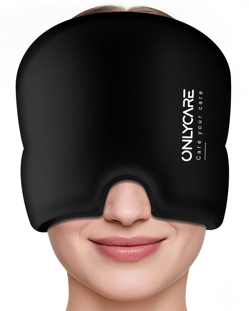 ENCARE Migraine Relief Cap,Soothing Migraine Maske,Upgraded Odorless Gel Buz Kafası, Sıcak ve Soğuk Terapi, FSA-HSA Eable Headache Ice Pack for Ger and Stress (Black)