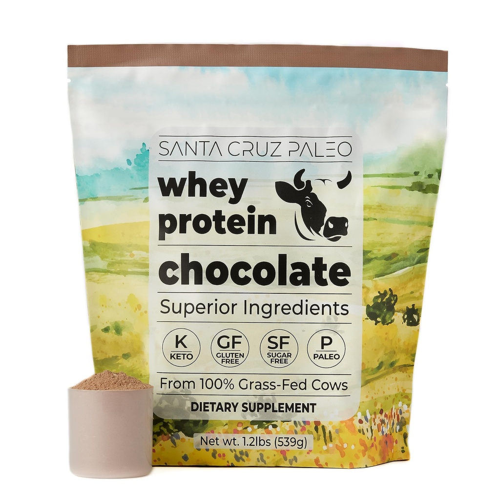 Santa Cruz Paleo Whey Protein Toz, Chocolate Flavor, 20 G Grass Whey Protein Isolate Per Servis, Gluten Free, Paleo & Keto Friendly, No Sugar Eklenme, Protein Shake Mix, 20 Hizmet, 1.2 lb Bag Bag
