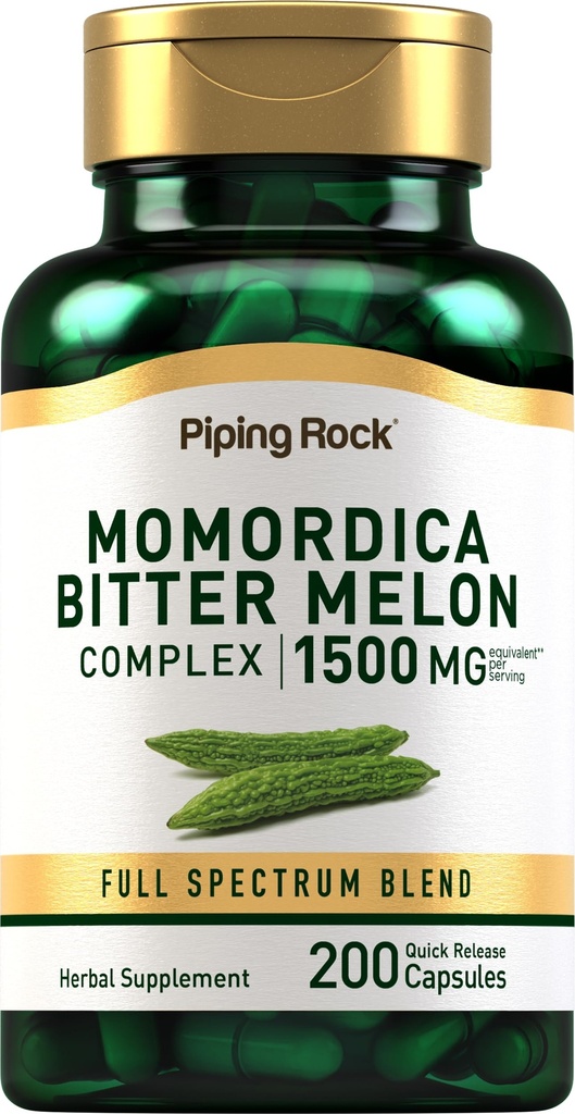 Piping Rock Bitter Melon Capsules | 1500 mg | 200 Pills | Momordica Charantia Extract | Kompleks Herb Supplement | Non-GMO, Gluten Free