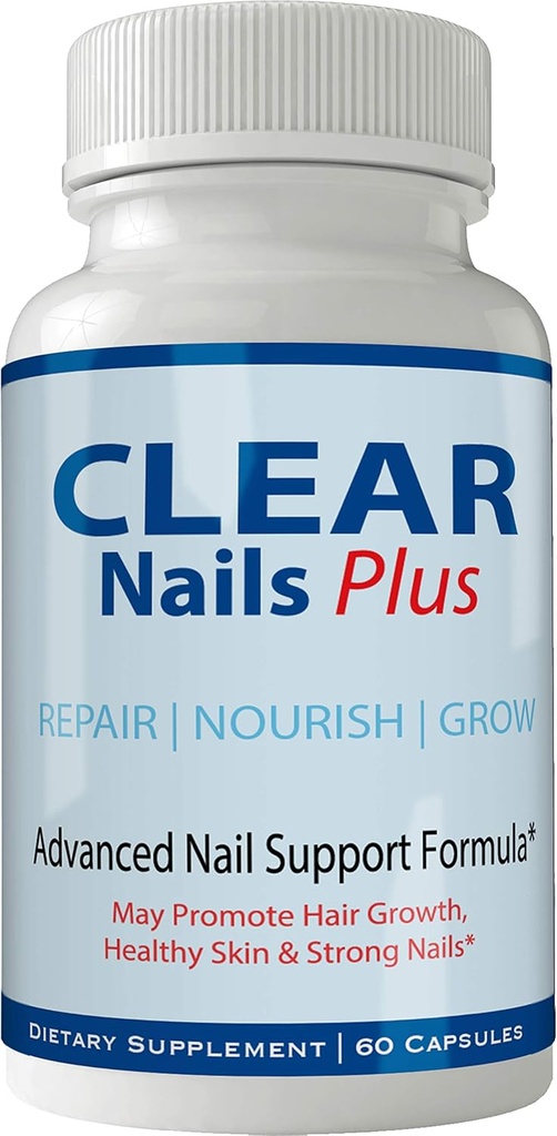 Clear Nails Plus Pills Supplement - Advanced Unique Saç Büyüme Vitaminleri ve Mineralleri Biotin ile - Gluten Free 60 Capsules - Saç Lash Skin ve Nails Ekstra Güç Formül Büyüme programlanabilir