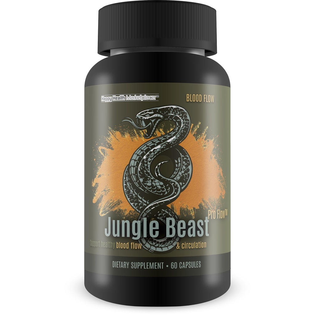 Jungle Beast Pro Flow - En İyi Kan Akışı Orman Hayvanları Sağlıklı Beslenme Desteği - Gelişmiş Nutrient Teslimatı için Sağlıklı Bağışlama Desteği - Kan Circulation Supplements Bloodflow