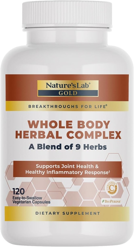 Doğa Lab Gold Whole Body Herbal Kompleksi - Turmeric, Boswellia, Ginger, Green Tea, Rosemary - 120 Capsules (60 Day Supply)