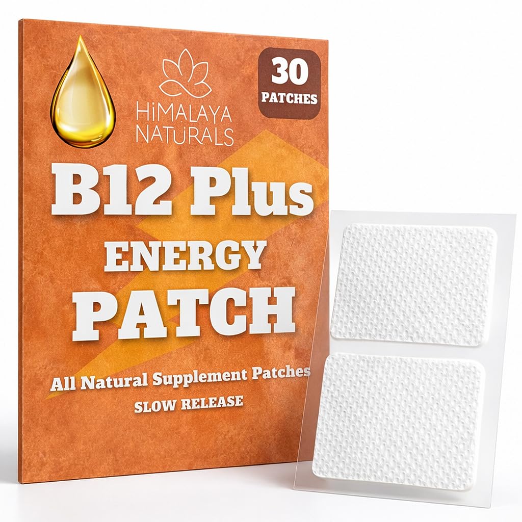 B12 Plus Energy Patches - Mecobalamin B12-30-Day Supply for Energy Boost, Geliştirilmiş Stamina & Quick Recovery - B12 for Daily Vitality