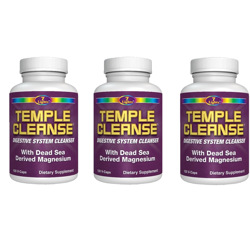 7 Işık Tapınağı Cleanse|3-Pack Special, Magnezyum-Based Colon Cleanse Detox, Relieves Occasional Constipation with No Gas or Bloating, Body Detox and Cleanse for Women & Men
