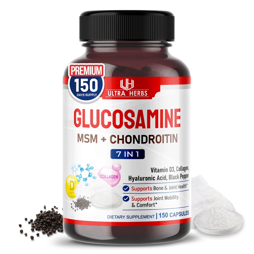 Glucosamine Chondroitin MSM - Ortak Hareketli Destek Supplement Collagen, Hyaluronic Asit, Vitamin D3 | 150 Capsules