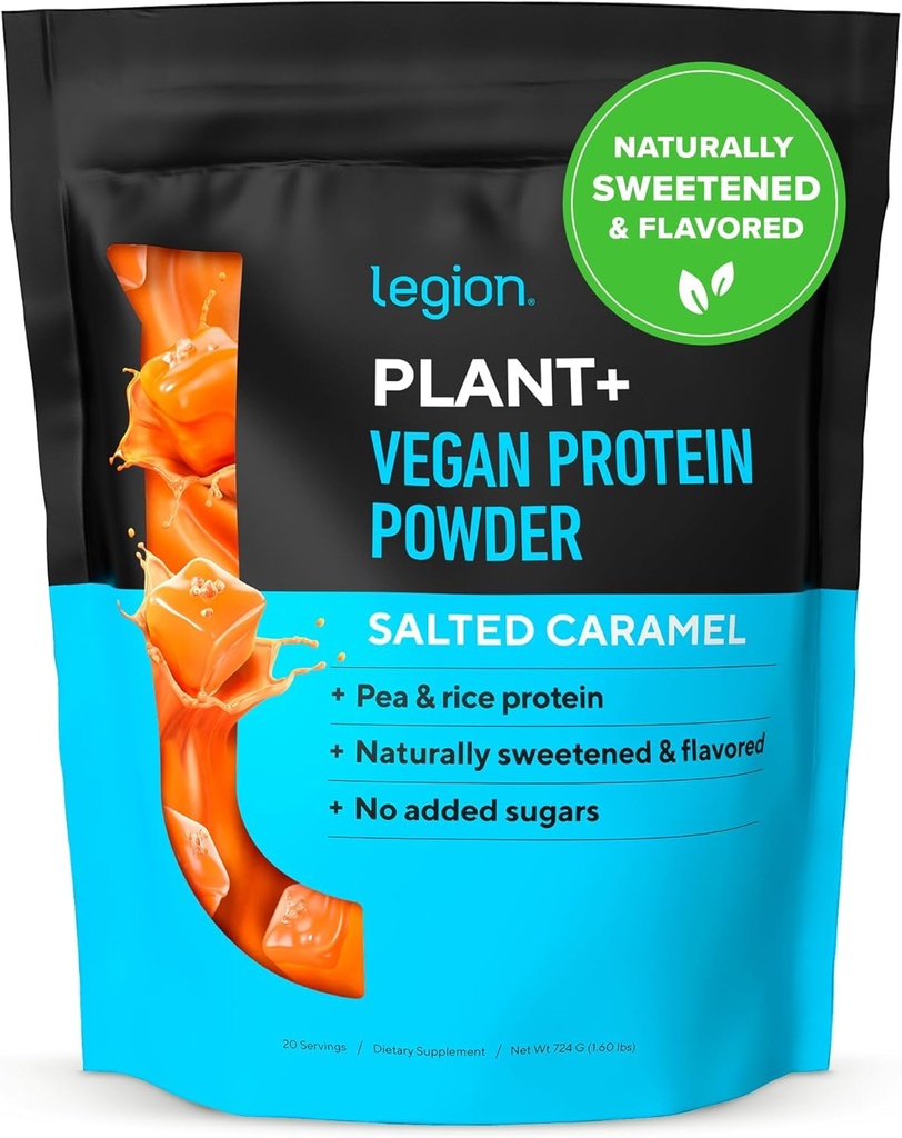 LEGION Plant+ Vegan Protein Toz, Rice ve Pea, Plant bazlı proteini. Gluten Free, GMO Free, Doğal olarak Tatlılanmış ve Flavored, 20 Hizmet, 2 Lbs (Salted Caramel)