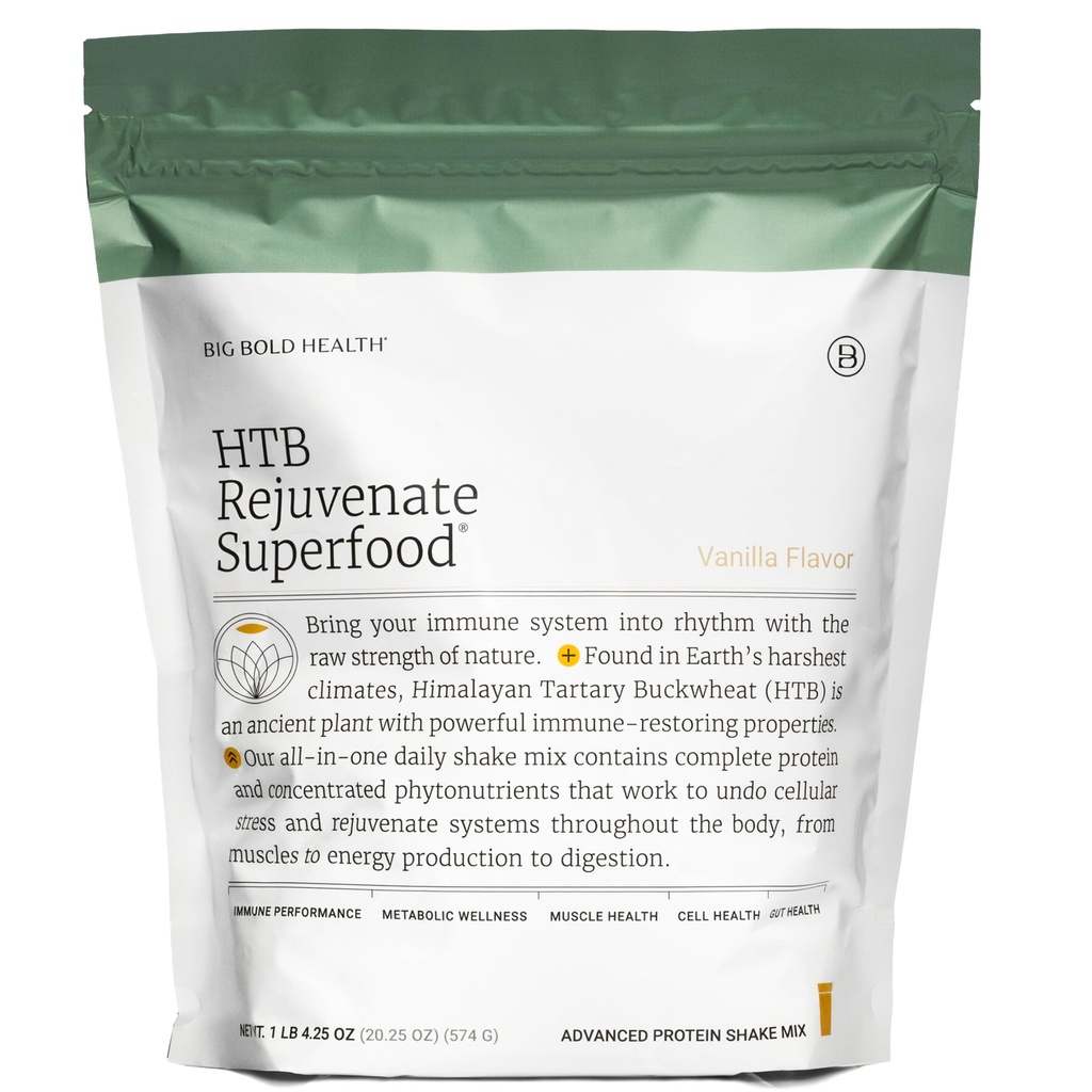 BÜYÜK BOLD SAĞLIĞI HTB Rejuvenate Superfood Plant-Based Protein Toz  Tar Himalaya Tartary Buckwair with Polyols & 17g Protein ⏐ Gut Support & Immune Balance (Vanilla Flavor)