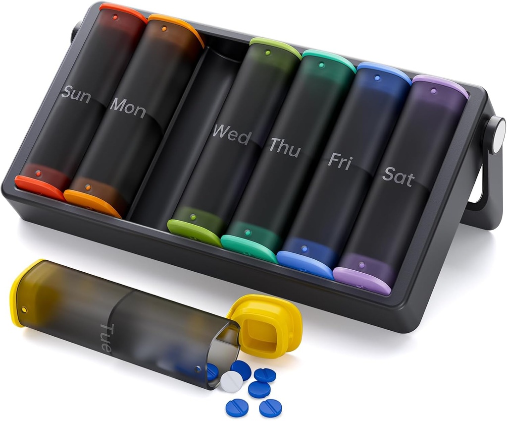 Haftalık Pill Organizer 3 Times a Day (Black) and Weekly Pill Organizer Two a Day (Translucent-Black)