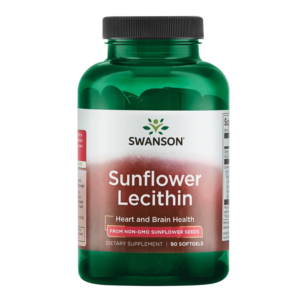 Swanson Sunflower Lecithin - Herbal Supplement Sağlıklı Beyin Fonksiyonlarını Geliştirmek - Doğal Formula Kalp Sağlığı ve Sağlıklı Lipid Dengesi - (90 Softgels, 1200 mg Her)