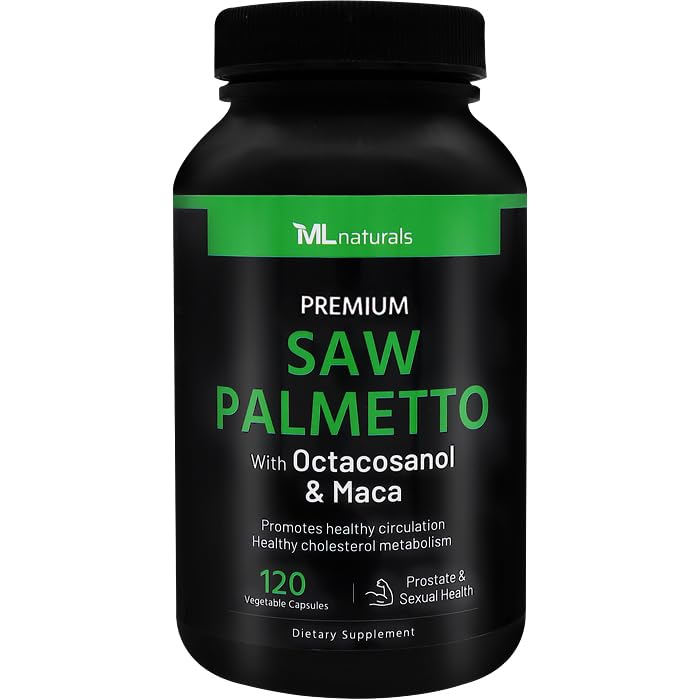 ML Naturals Saw Palmetto 1000 mg 120 Vegan Capsules. 3, Octacosanol & Maca ile 1. Premium Kalitede. Prostate, Urinary Health, Circulatory Health, Natural Energizer, NSF-Cerized & cGMP-Compliant