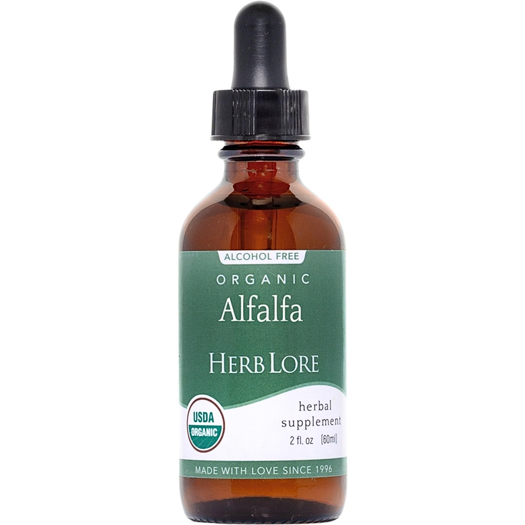 Herb Lore Organik Alfalfa Leaf Tincture – Alkol Ücretsiz Sıvı Herbal Gecikme Gecikme, Lactation & General Wellness (2 f oz)