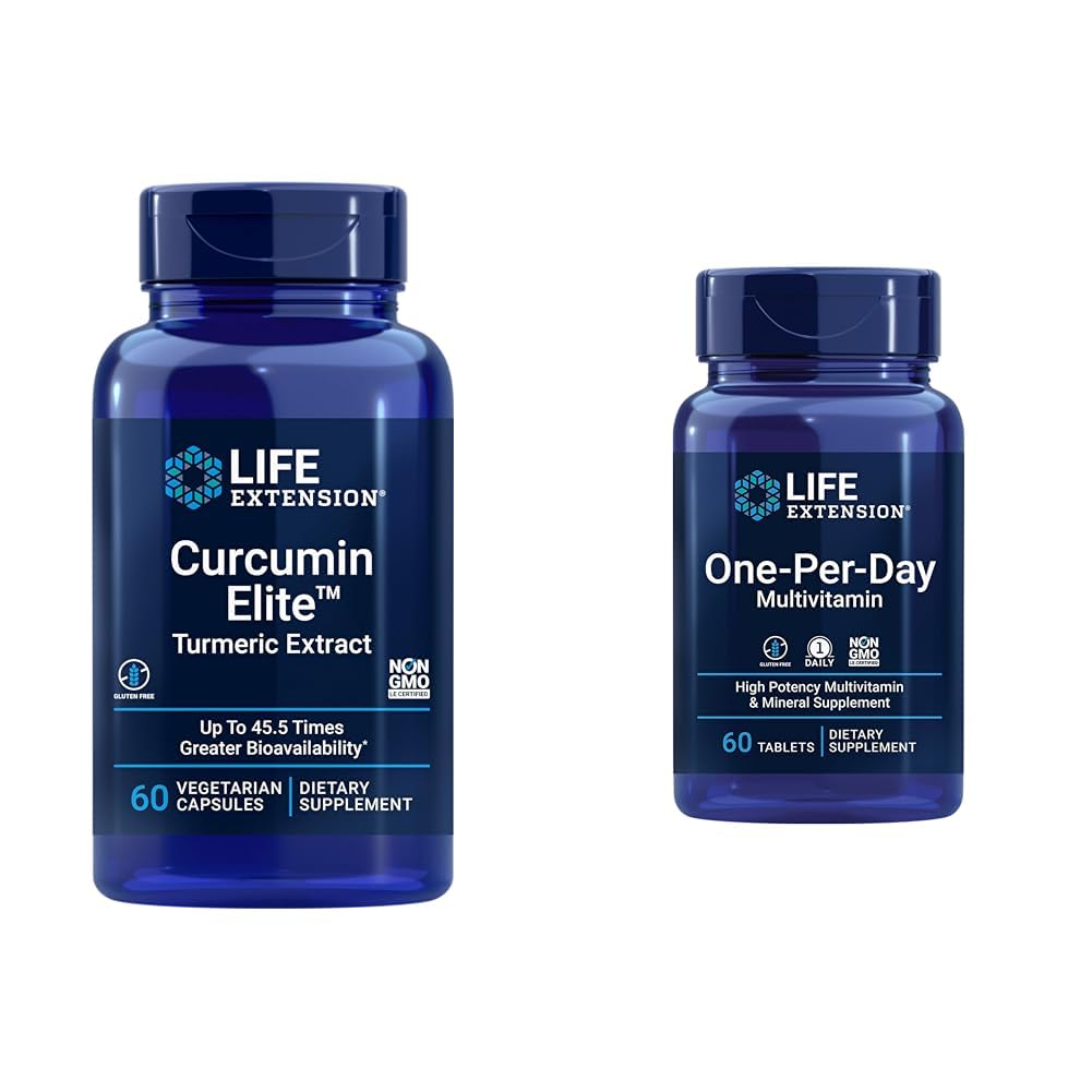 Life Extension Curcumin Elite Turmeric Extract, Sağlıklı Bir enflamatuar Yanıt & One-Per-Day Multivitamin - 25 Vitamini ile Paketlendi
