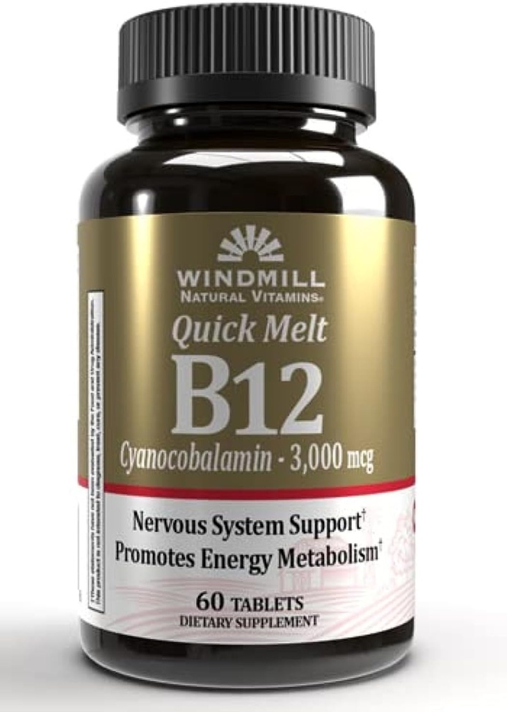 Windmill B-12 3000 mcg Quick Melt Tabletleri 60 Her (Pack of 2)