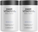 Kodaj Saç Vitaminleri 10000 mcg Biotin, Keratin, Collagen, Vitamin A, B12, C, D3, E, çinko, Turmeric, Probiyotikler, Enzymes, Inositol - Saç Bakımı Desteği - Sağlıklı Saç Supplementleri - 2 Pack
