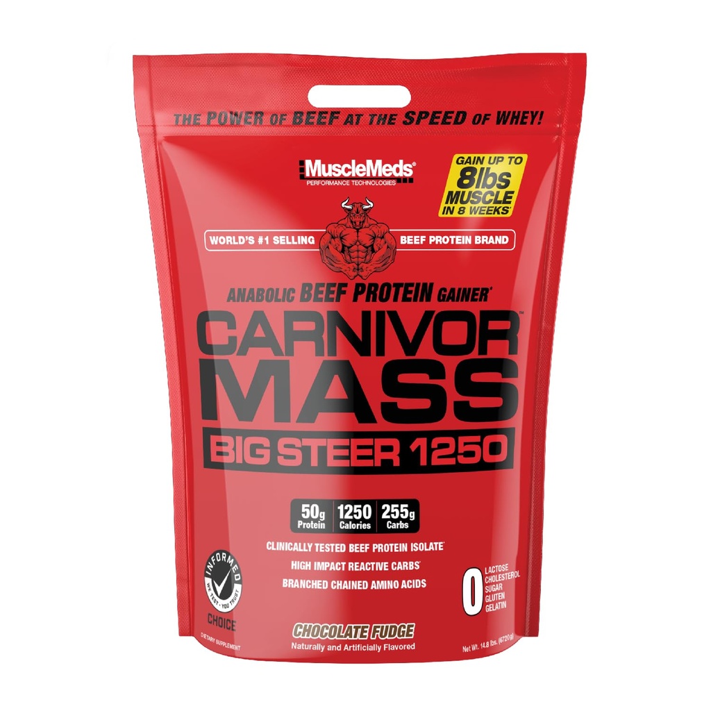 KasMeds Carnivor Mass Chocolate Big Steer 1250, 15 Lb (Pazar Mayıs Vary)