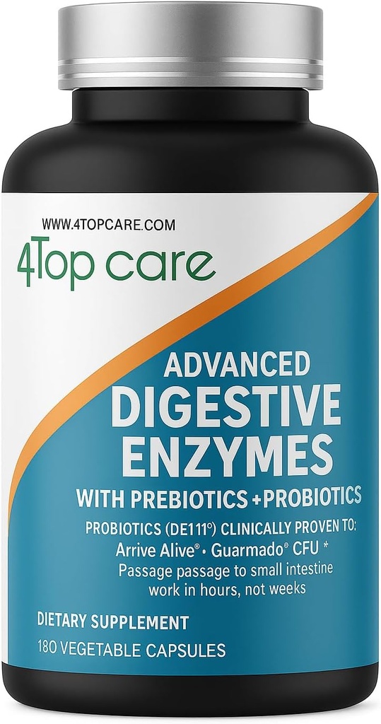 H4U Digestive Enzymes: Probiyotikler, Prebiyotikler ve Her iki Kadın ve Erkekler için Enzymes. Bu Vegetarian Digestive Enzyme Supplement 180 Capsules.