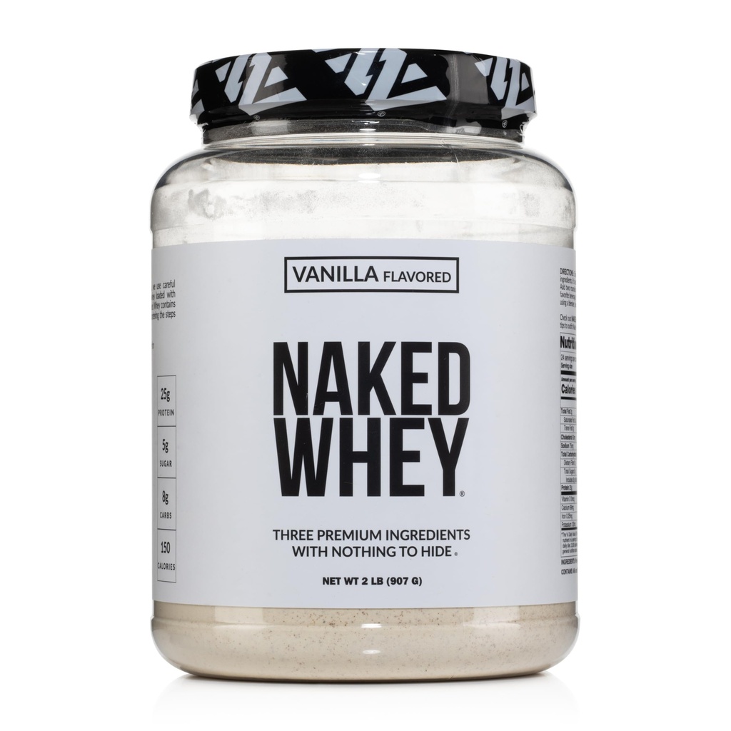 NAKED Whey Vanilla proteini Toz - Sadece 3 Malzemeler - Grass Fed Whey Protein Toz, Vanilla Flavor ve Organik Coconut Şeker, NSF sertifikalı, No GMO, No Soy ve Gluten Free - 24 Hizmetler
