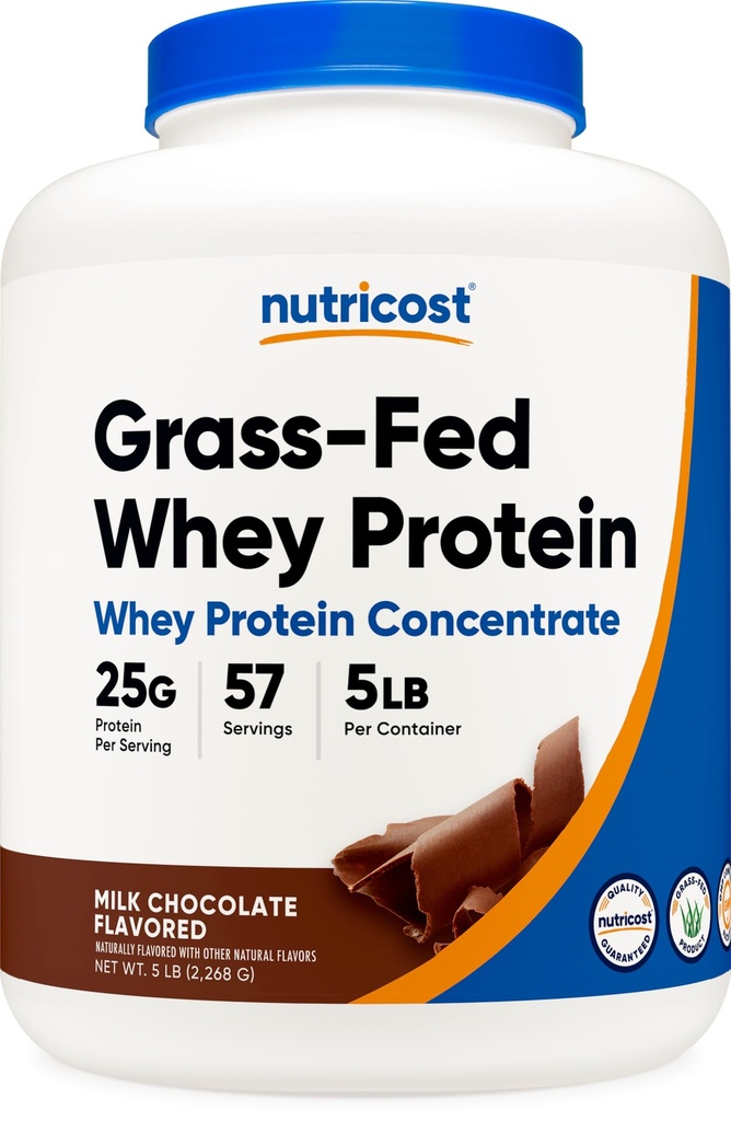 Nutricost Grass-Fed Whey Protein Yoğunluğu (Chocolate) 5LBS - Undenatured, Non-GMO, Natural Flavors...